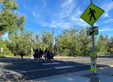 Example of a pedestrian activated rectangular rapid flashing beacon